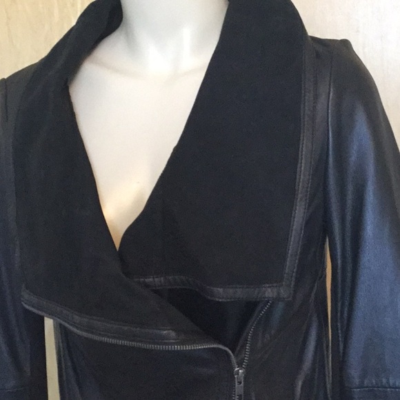 Sabina Black Drape Cardi Leather Jacket - Picture 4 of 8